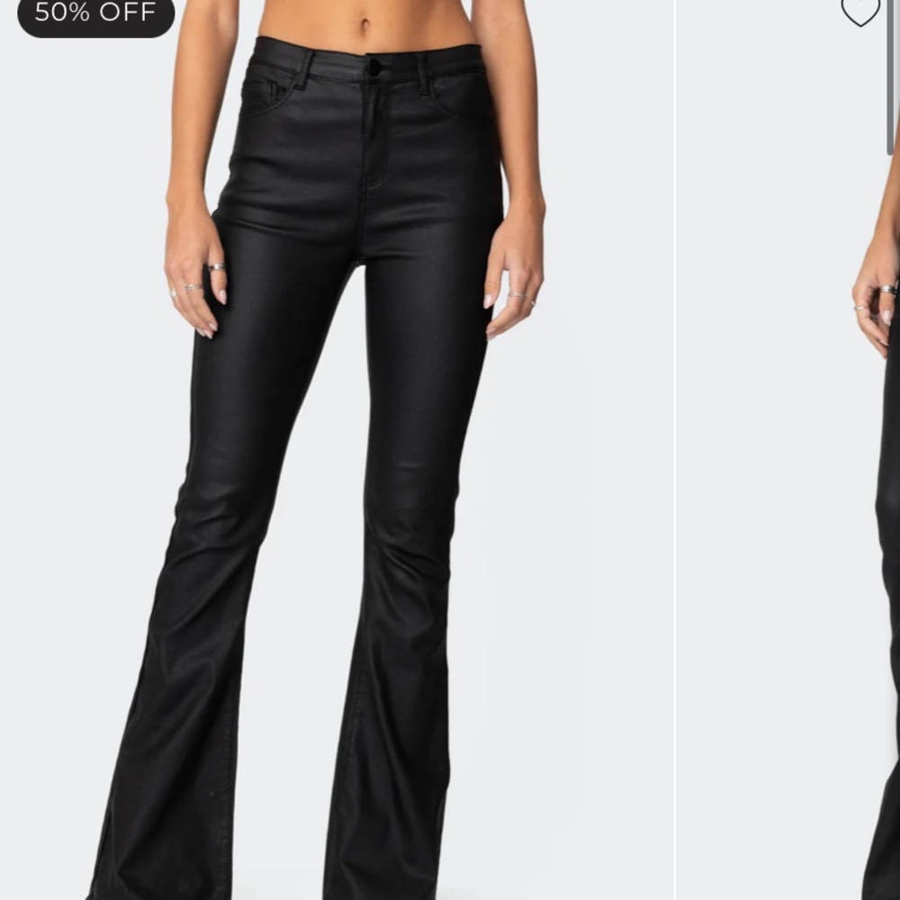 Edikted Black XS Leather Flare Pants